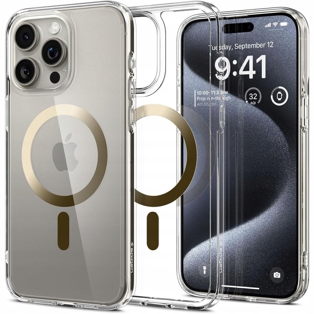Zadné strany Spigen pre Apple iPhone 15 Pro Ultra Hybrid Mag zlatá